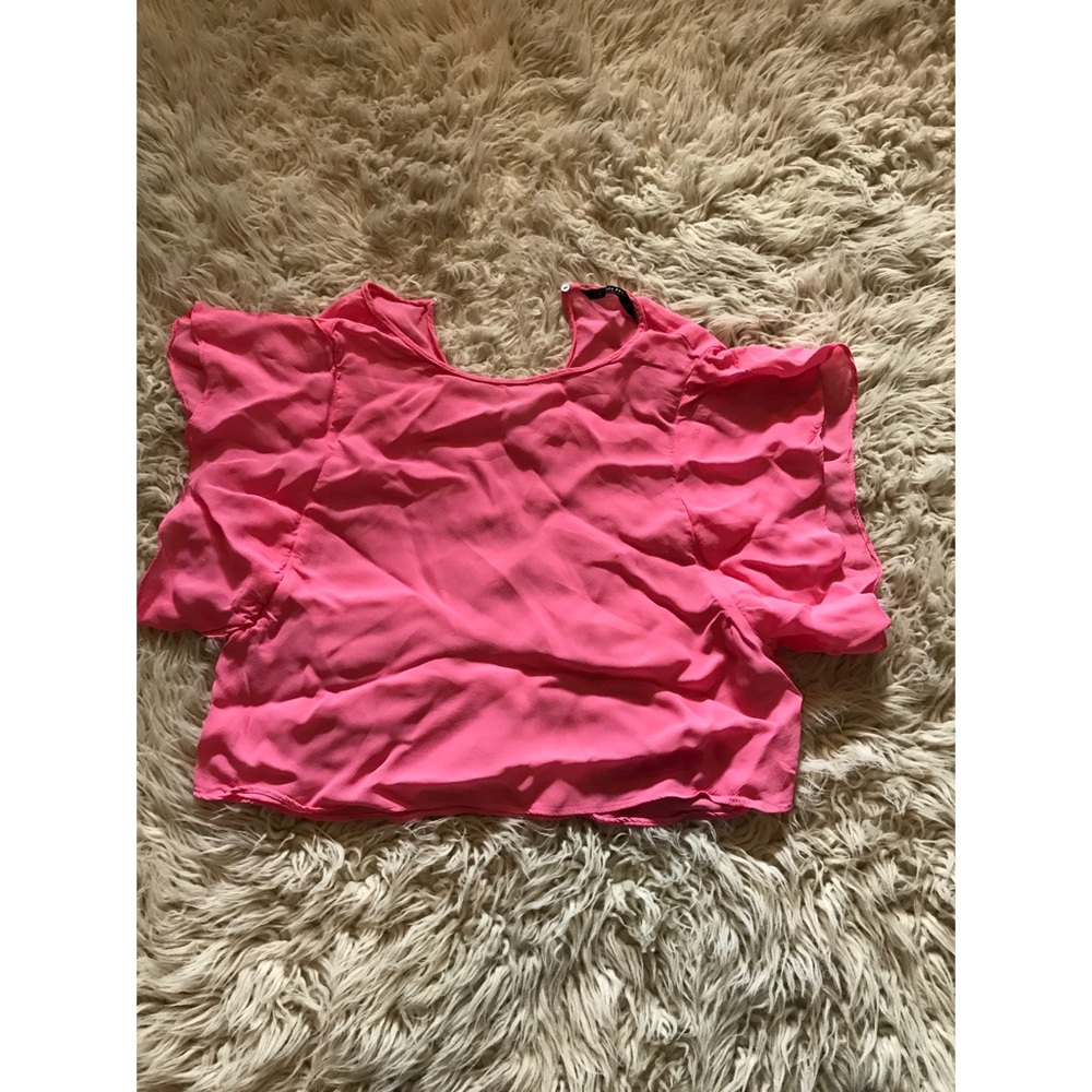 Zara Pink top with ruffle sleeves